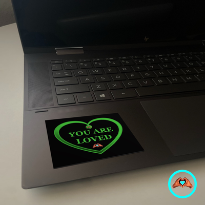 Green "You Are Loved" Heart Sticker