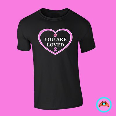 Breast Cancer Awareness "You Are Loved" Heart-Shaped T-Shirt