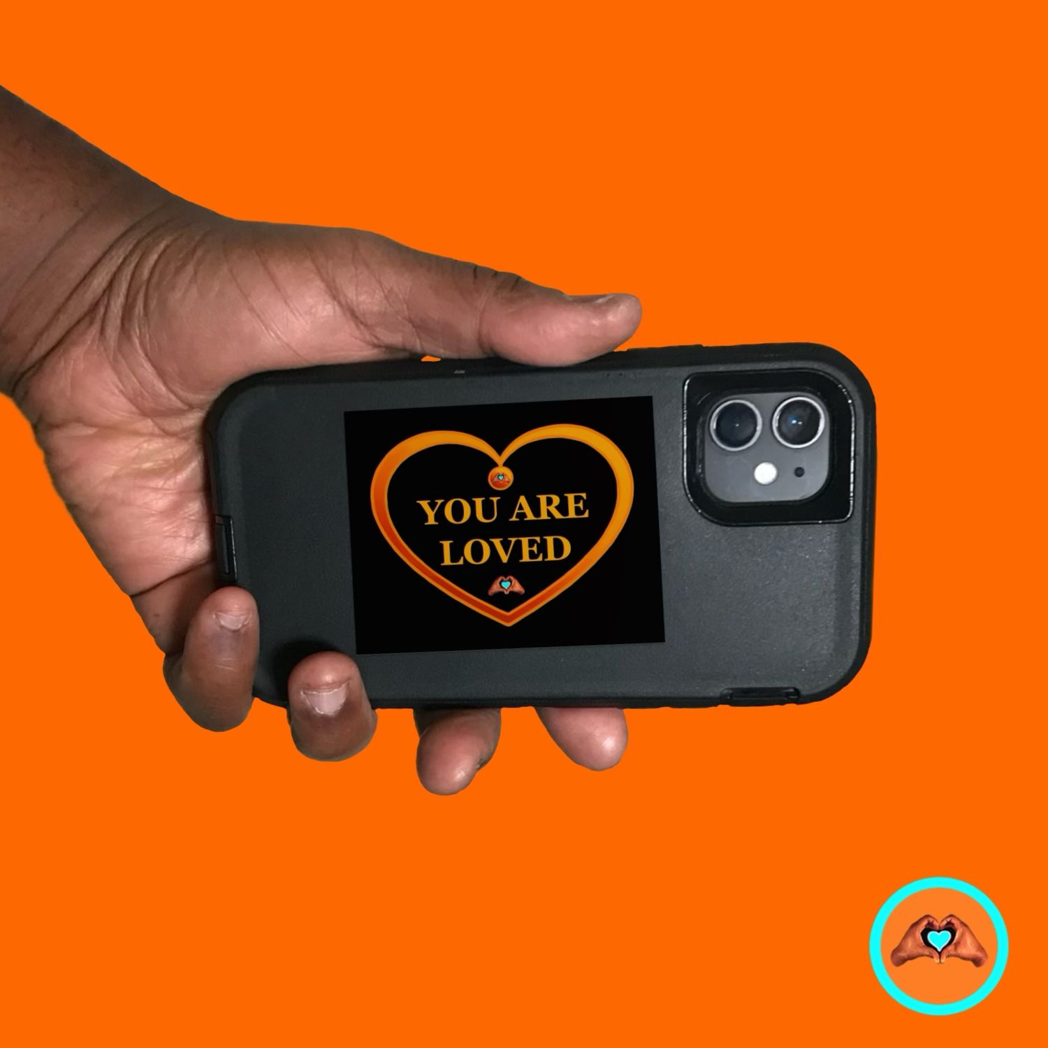 Orange “You Are Loved” Heart Vinyl Sticker