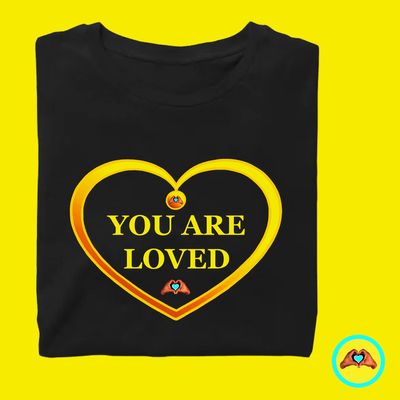 Yellow "You Are Loved" Heart-Shaped T-Shirt