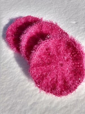 Crocheted Sanddollar Scrubbie Fushia