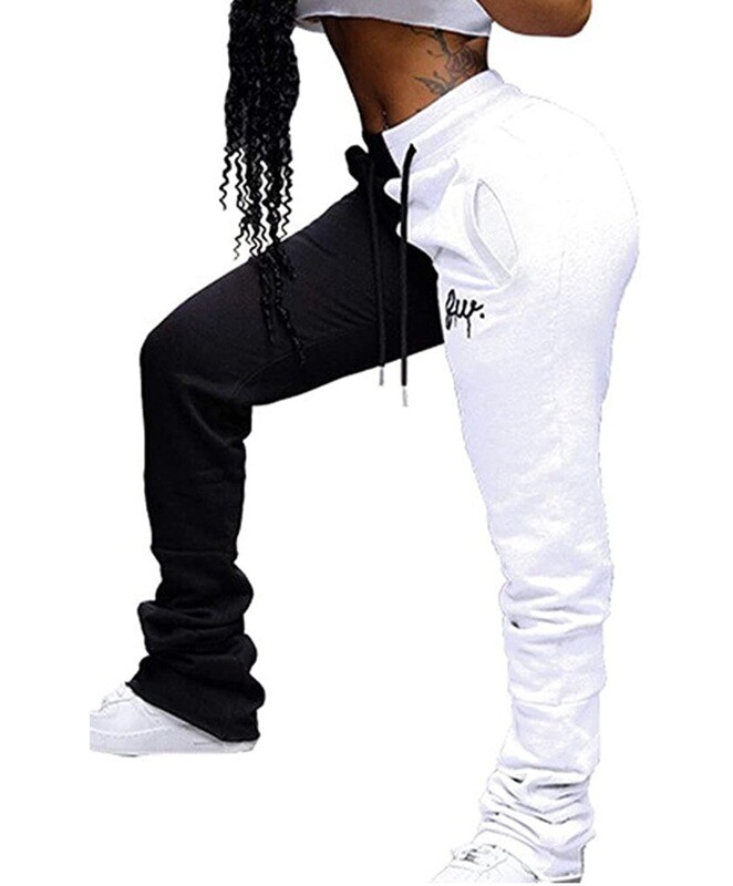 half Colored Stacked Joggers