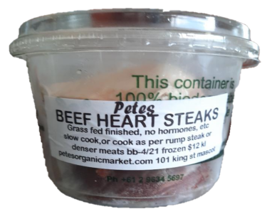 Certified Organic Beef Heart Steaks