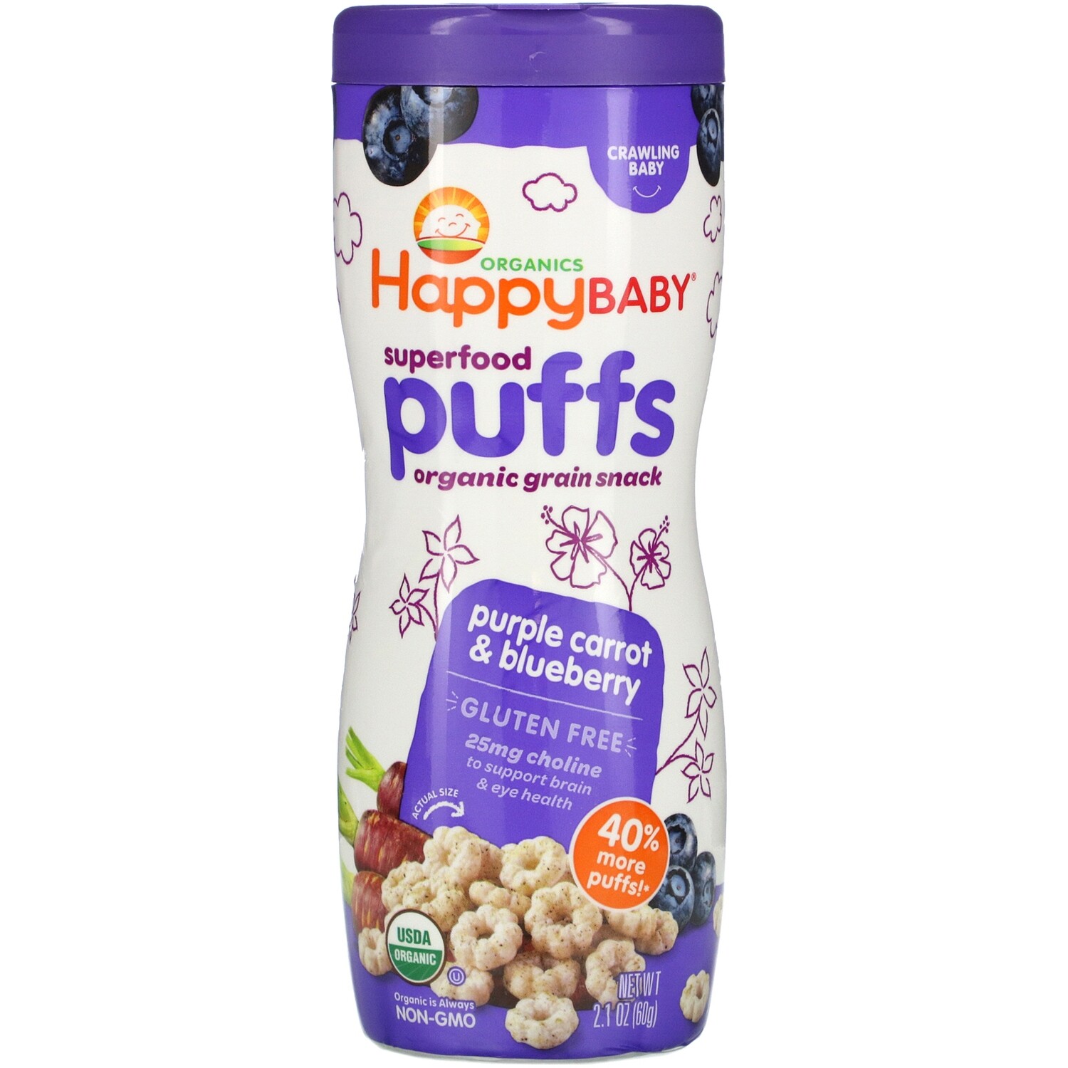 Happy Baby Organics Superfood Puffs Purple Carrot & Blueberry