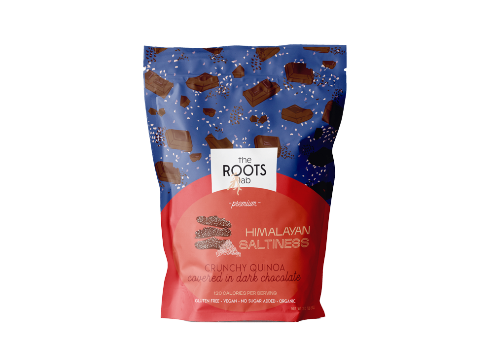 The Roots Lab Himalayan SAltness Crunchy Quinoa Covered in Dark Chocolate