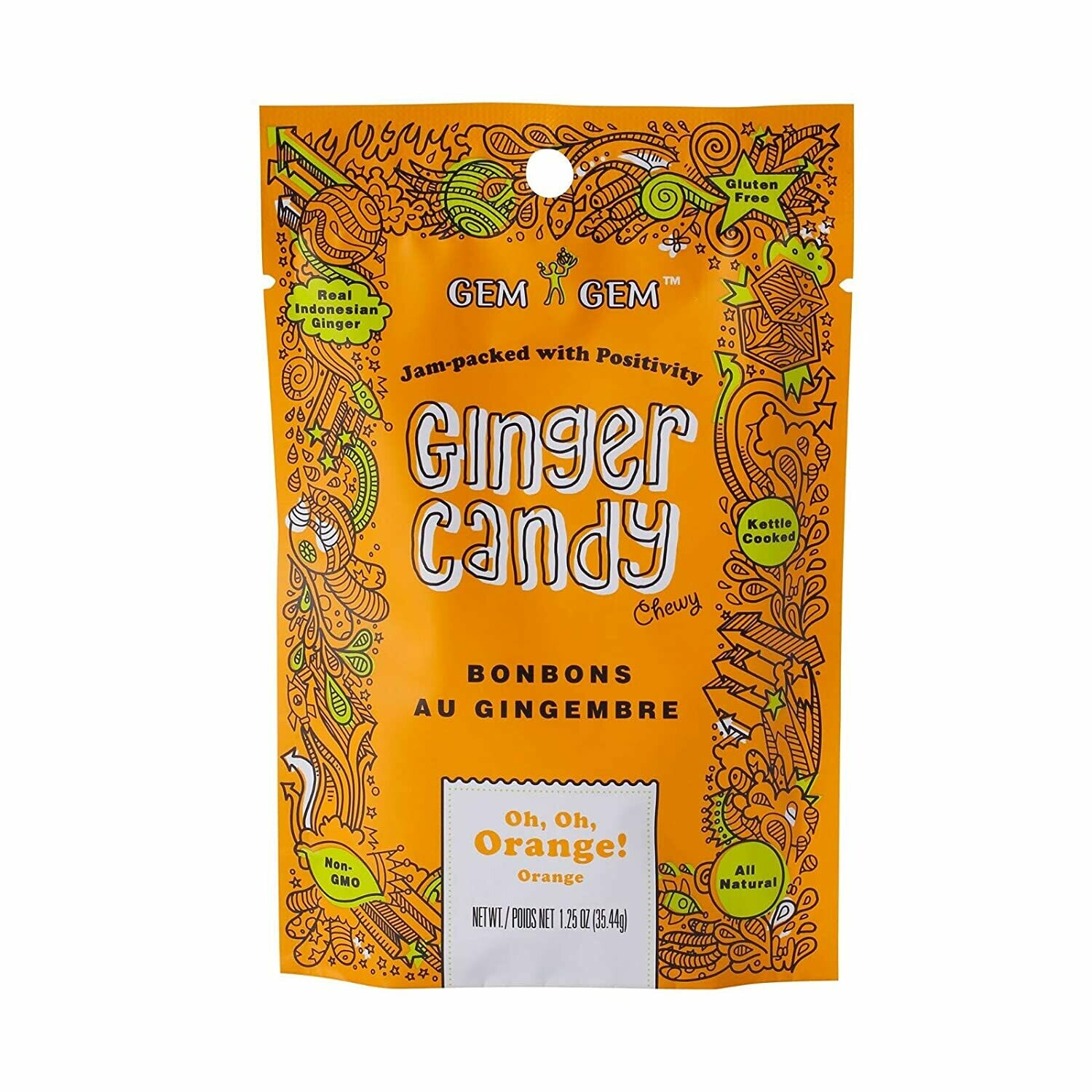 Gem gem Ginger Candy Chewy Zesty Lemon