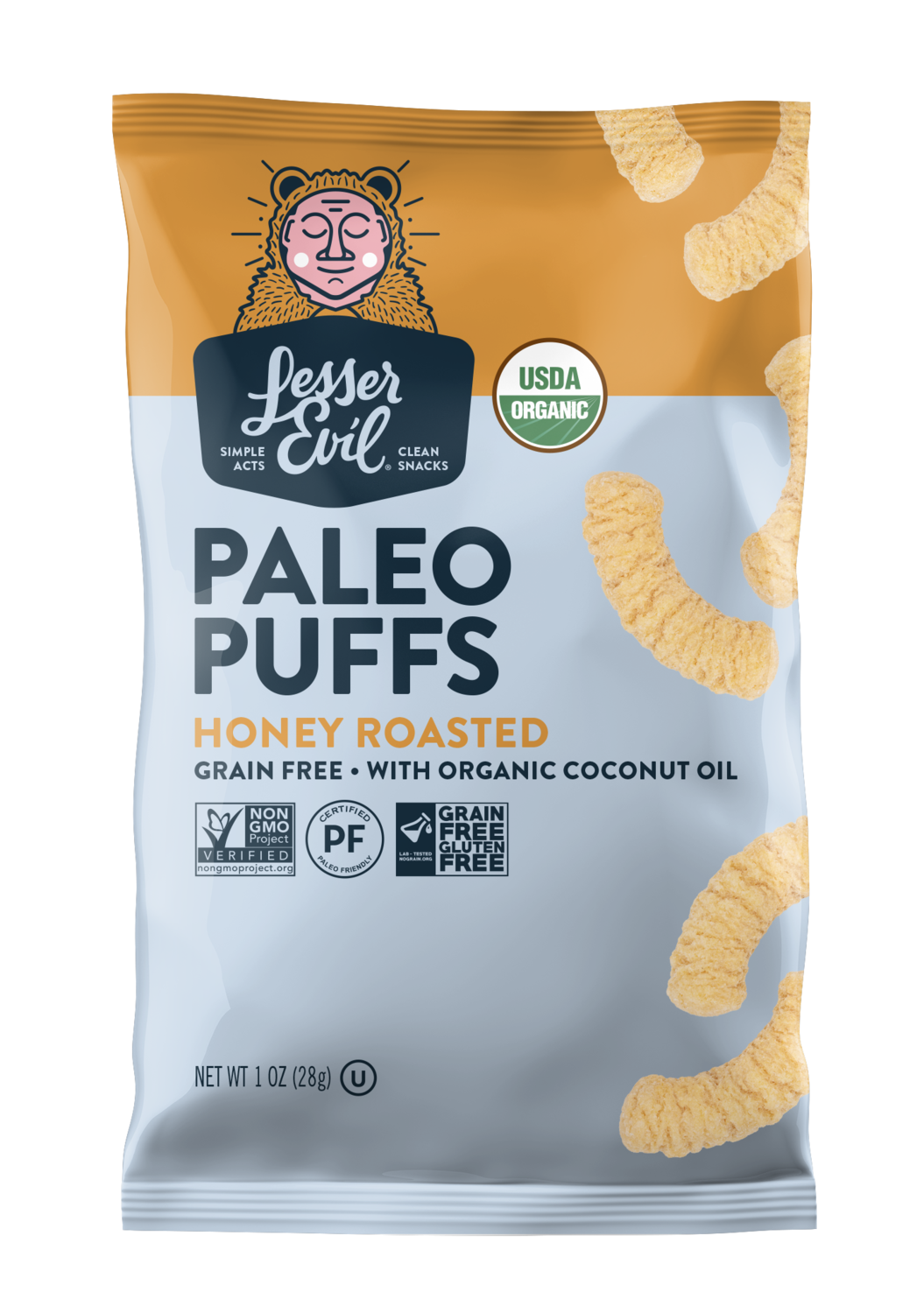 Lesser Evil Paleo Puffs Honey Roasted with Organic Coconut Oil
