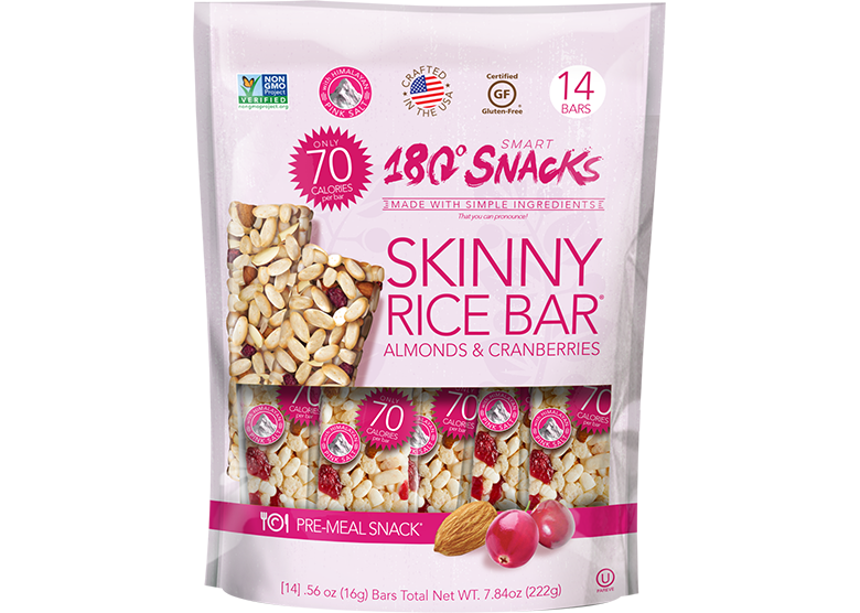 180 Skinny Rice Bar Almond & Cranberries Bag