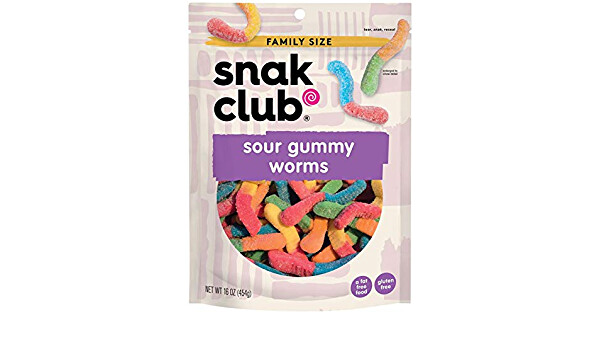 Snak Club Sour Gummy Worms Family Size