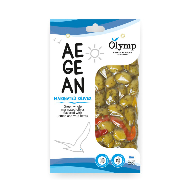 Olymp Finest Falvors Aegean Marinated Olives Lemon and Wild Herbs