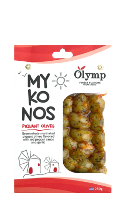 Olymp Finest Falvors Mykonos Piquant Olives Red Pepper Sauce and Garlic