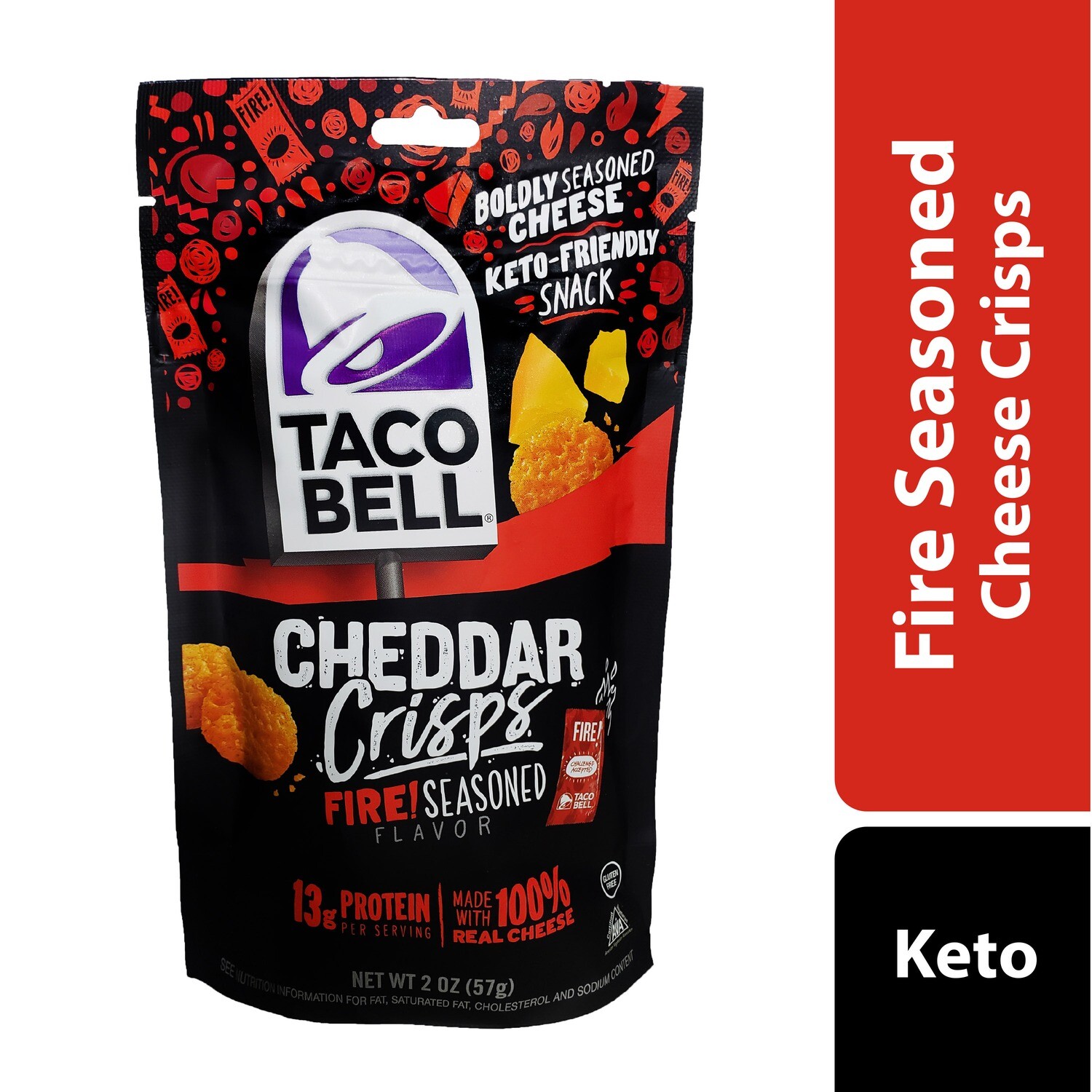 Taco Bell Cheddar Crisps Fire Seasoned 13g Protein
