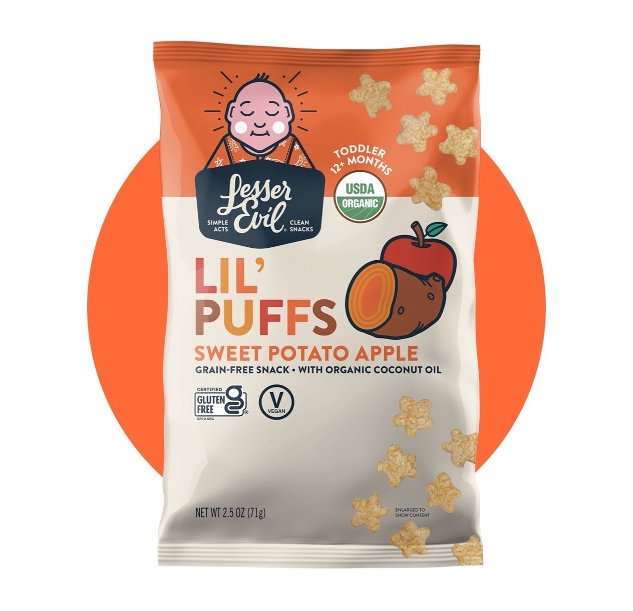 Lesser Evil Lil Puffs Toddler Sweet Potato Apple Snack