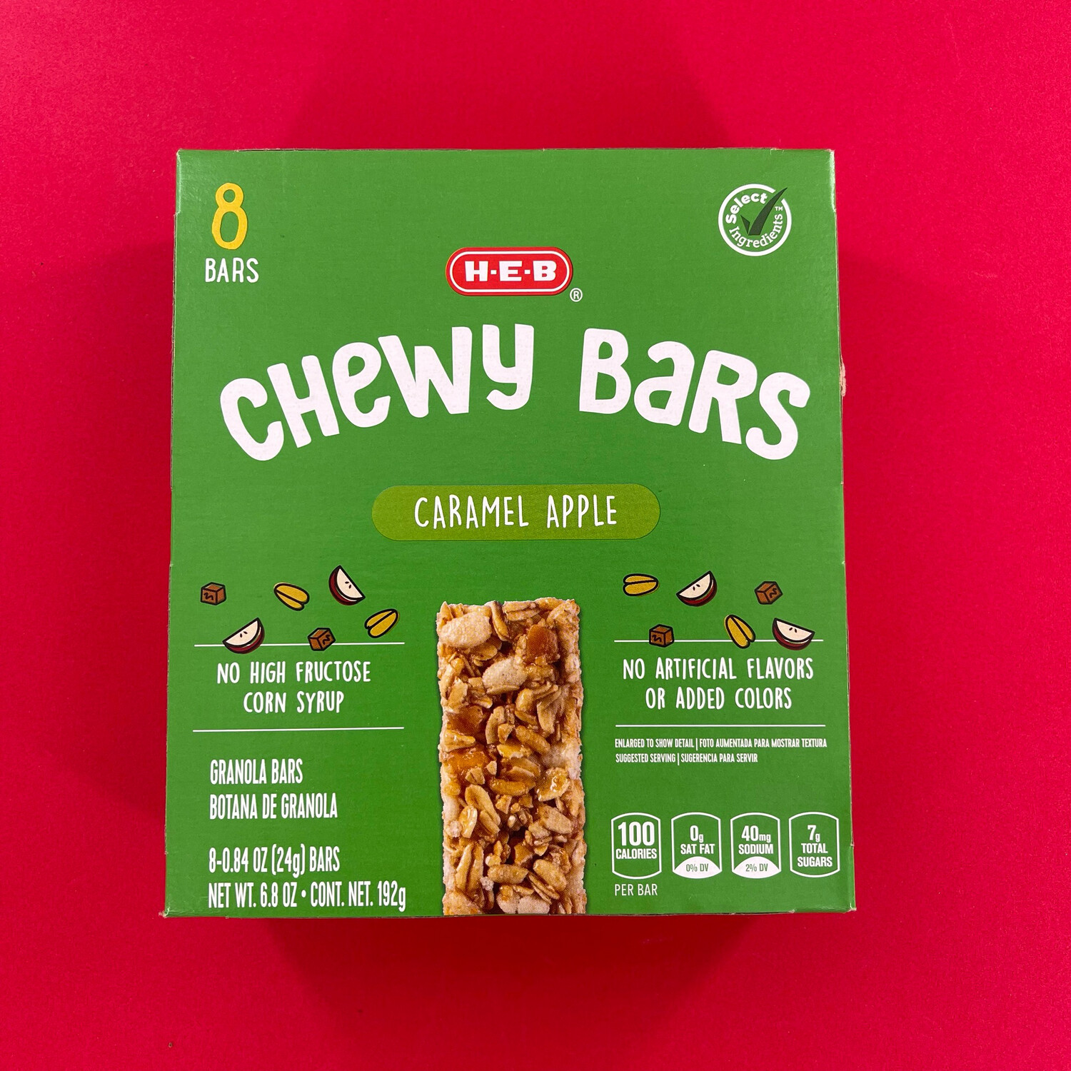 HEB Chewy Granola Bars Caramel Apple  8 bars