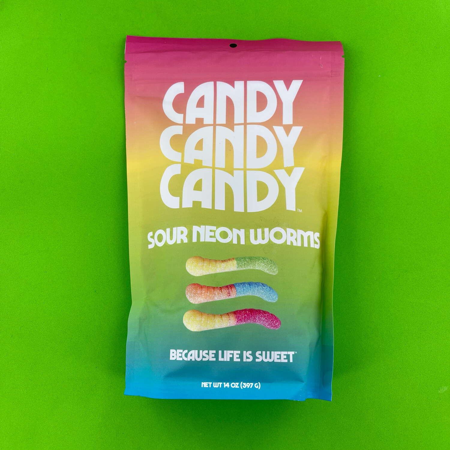 Candy Candy Candy Sour Neon Worms Gummies