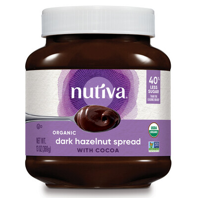 Nutiva Organic Dark Hazelnut Spread Classic 40% Less Sugar