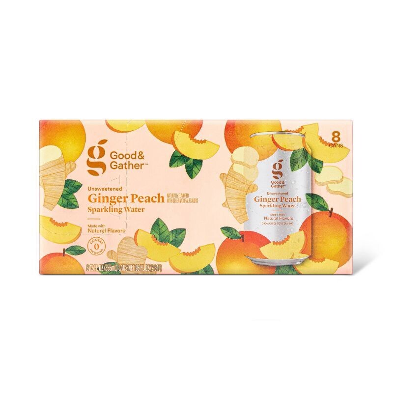 Good and Gather Unsweetened Ginger Peach Sparkling Water Sugar Free