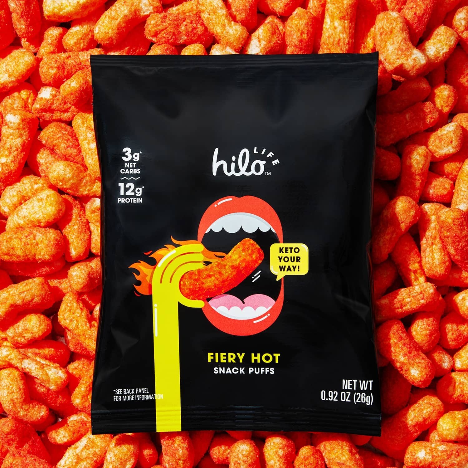 Life Hilo Fiery Hot Protein Snack Puffs KETO