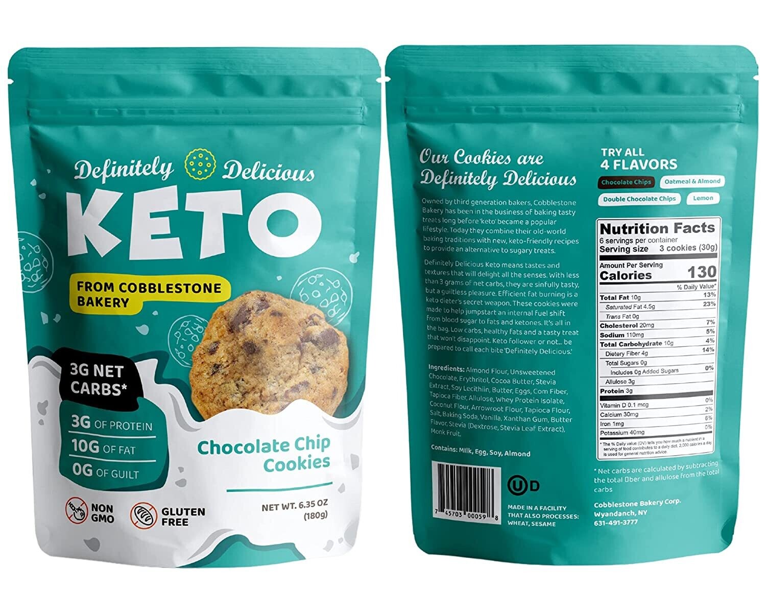 Definitely Delicious Keto from Cobblestone Bakery Chocolate Chip Cookies