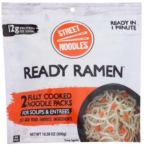 Street Noodles Ready Ramen 2 Fully Cooked Noodle Packs for Soups & Entrees 12g Pro