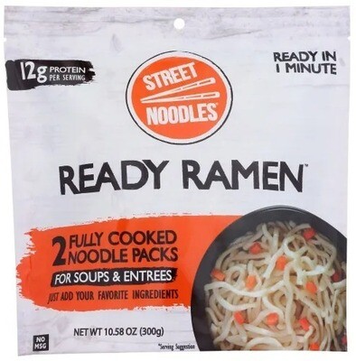 Street Noodles Ready Ramen 2 Fully Cooked Noodle Packs for Soups & Entrees 12g Pro