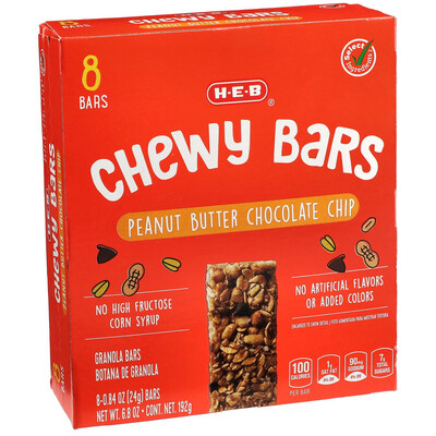 HEB Chewy Granola Bars Peanut Butter Chocolate Chip