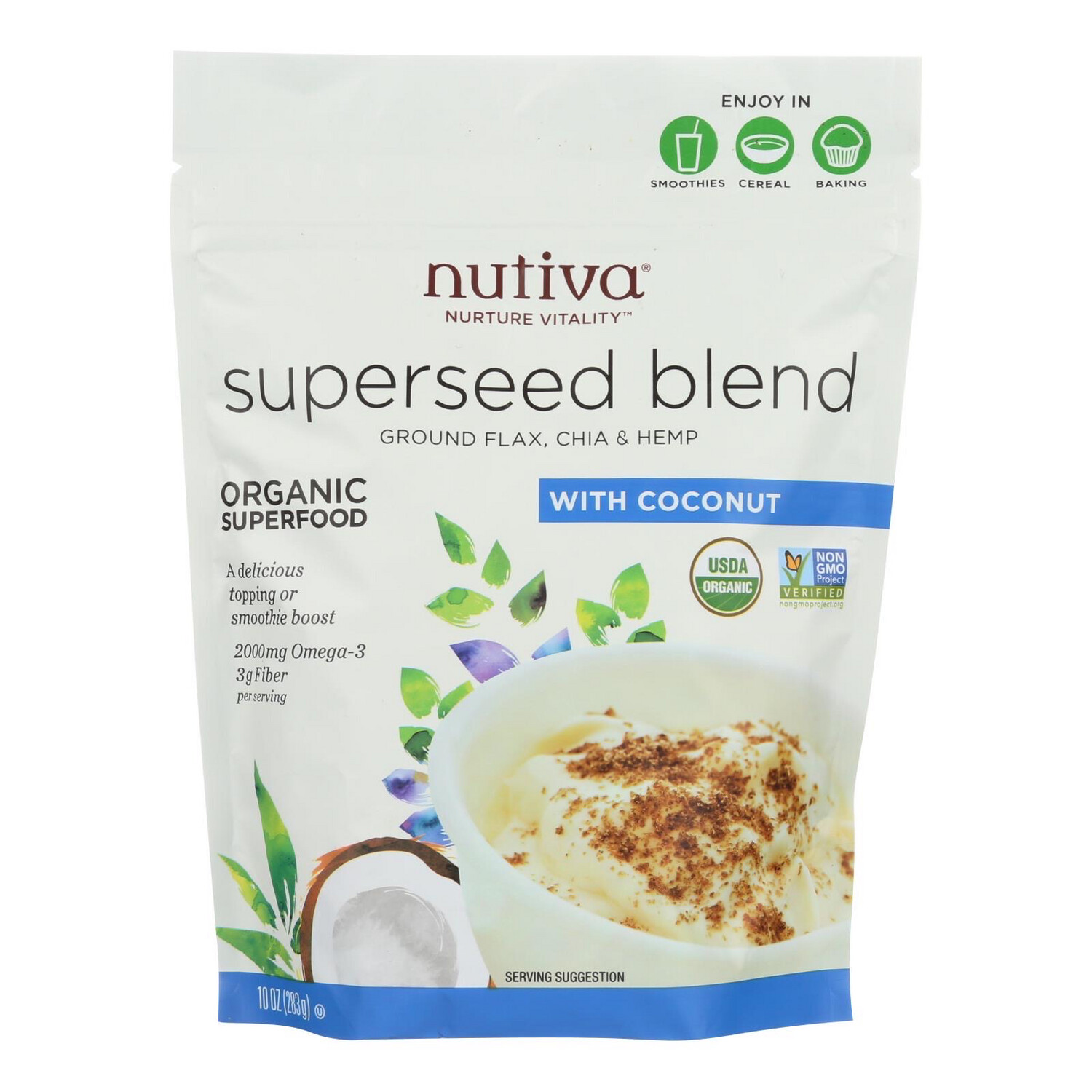 Nutiva Organic Superseed Blend Ground Flax, Chia & Hemp Seed With Coconut