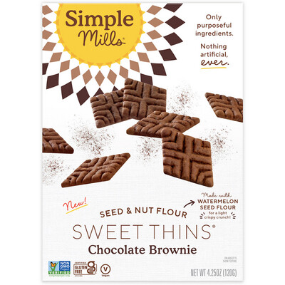 Simple Mills Seed & Nut Flour Sweet Thins Chocolate Brownie Gluten Free
