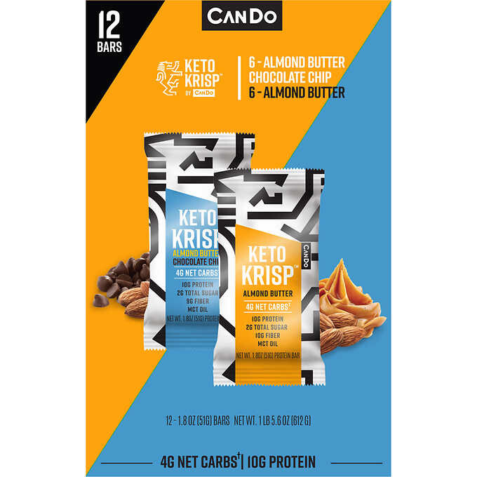 CanDo Keto Crisp Almond Butter Chocolate Chip 12 Pack 