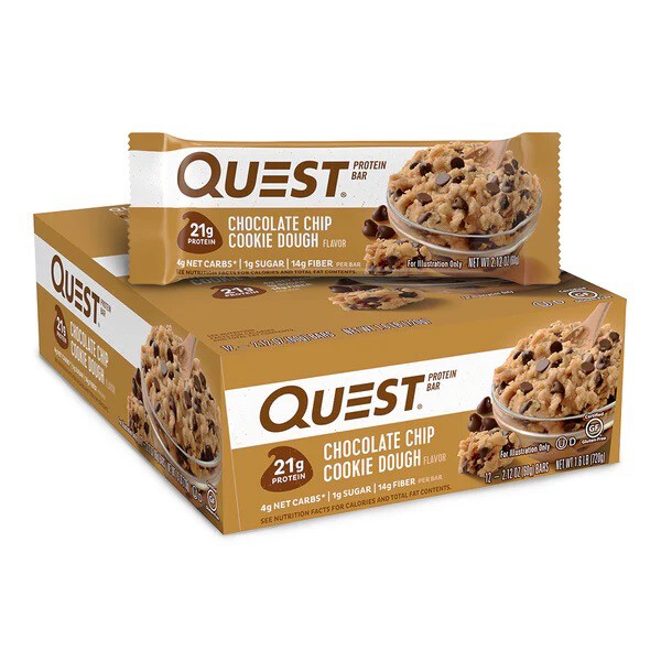 Quest Chocolate Chip Cookie Dough Protein Bars (12 Pack Box)