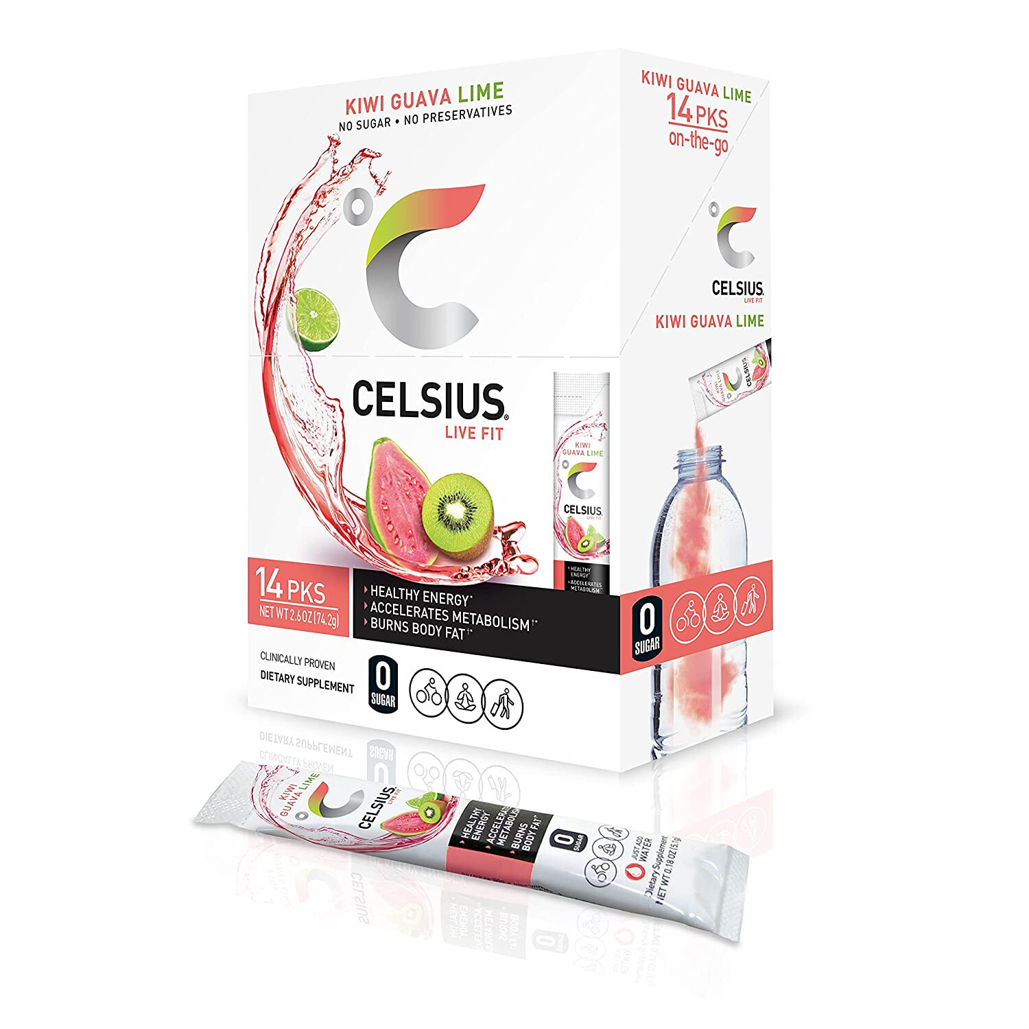 Celsius Live Fit Kiwi Guava Lime Healthy Energy 14 Pack