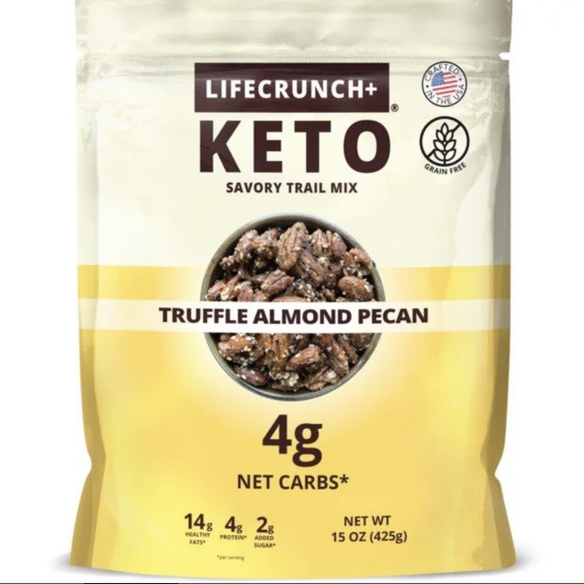 Lifrecrunch Keto Savory Trail Mix Truffle Almond Peacan 18 oz
