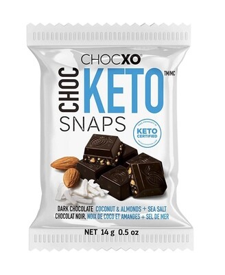 ChocXO Organic ChocKeto Snaps Dark Chocolate Coconut, Almonds + Sea Salt 0.5 oz