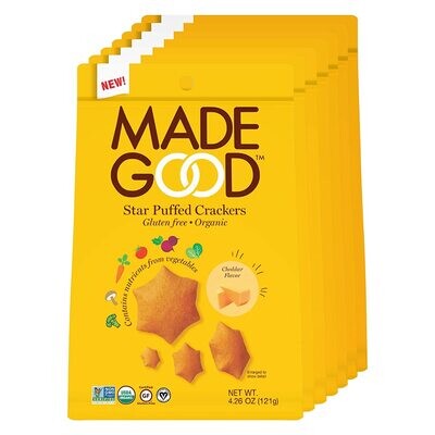 Made Good Star Puffed Crackers Cheddar Flavor Organic Gluten Free