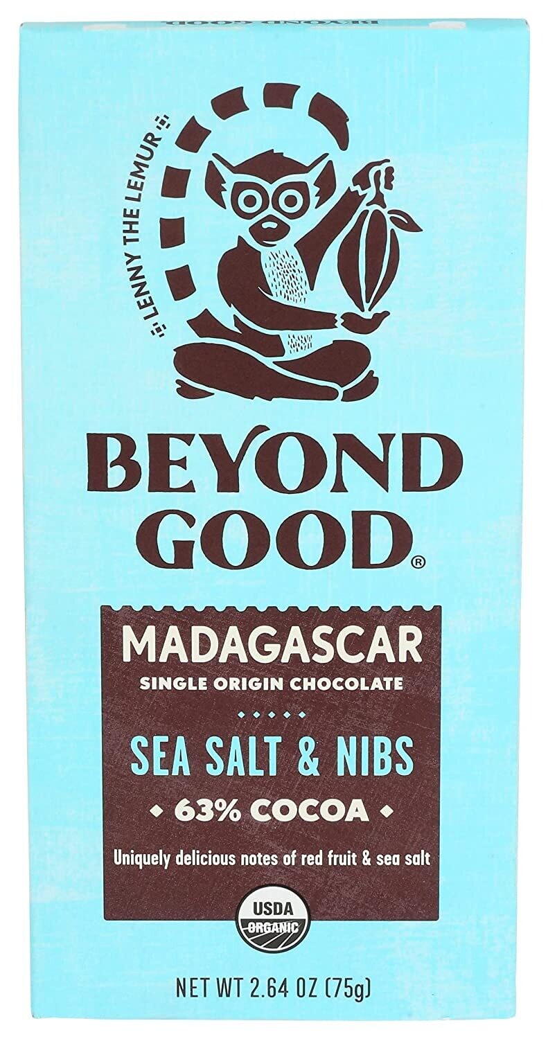 Beyond Good Madagascar Organic Sea Salt & Nibs 63% Cocoa 