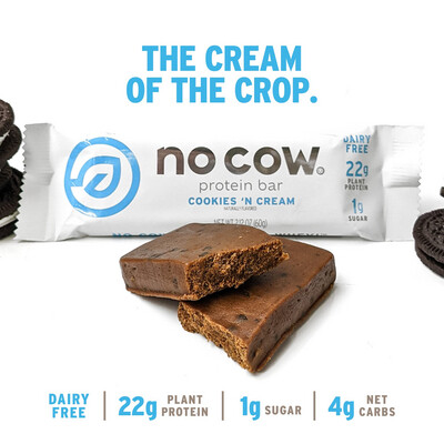 No Cow Protein Bar Cookies N Cream 22g Pro 