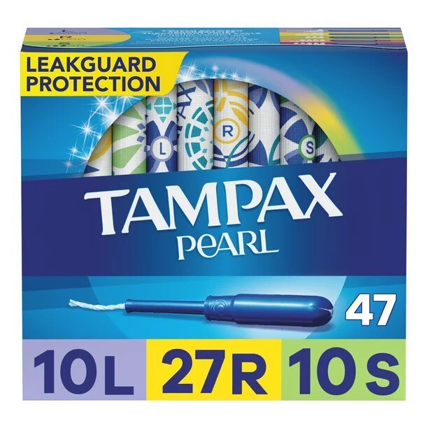 Tampax Pearl LeakGuard Protection 47 Tampons Light, Regular, Super