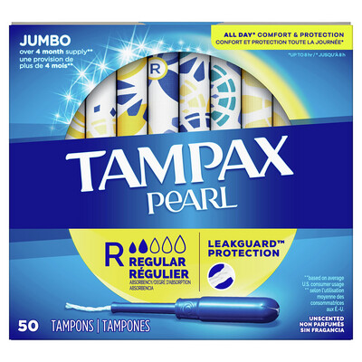 Tampax Pearl LeakGuard Protection Regular 50 Tampons