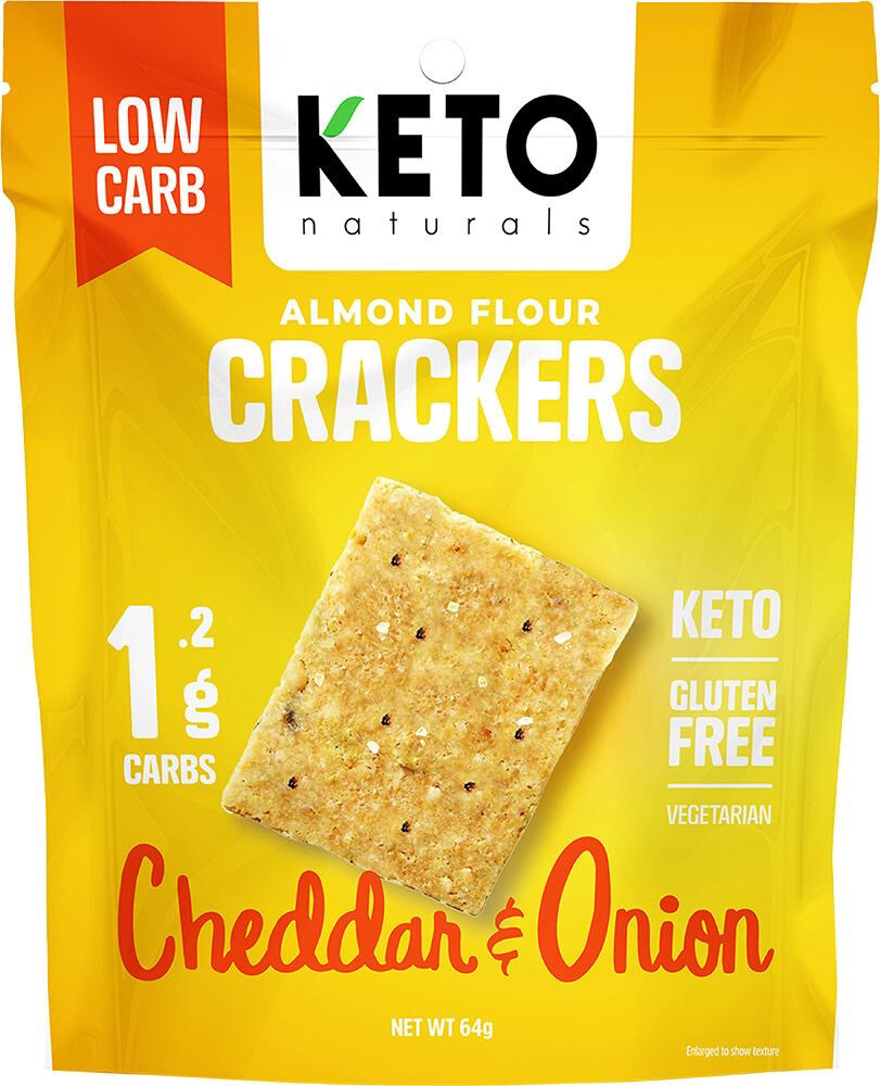 Keto Naturals 0 Carb Cracker Chips Cheddar Onion Gluten Free