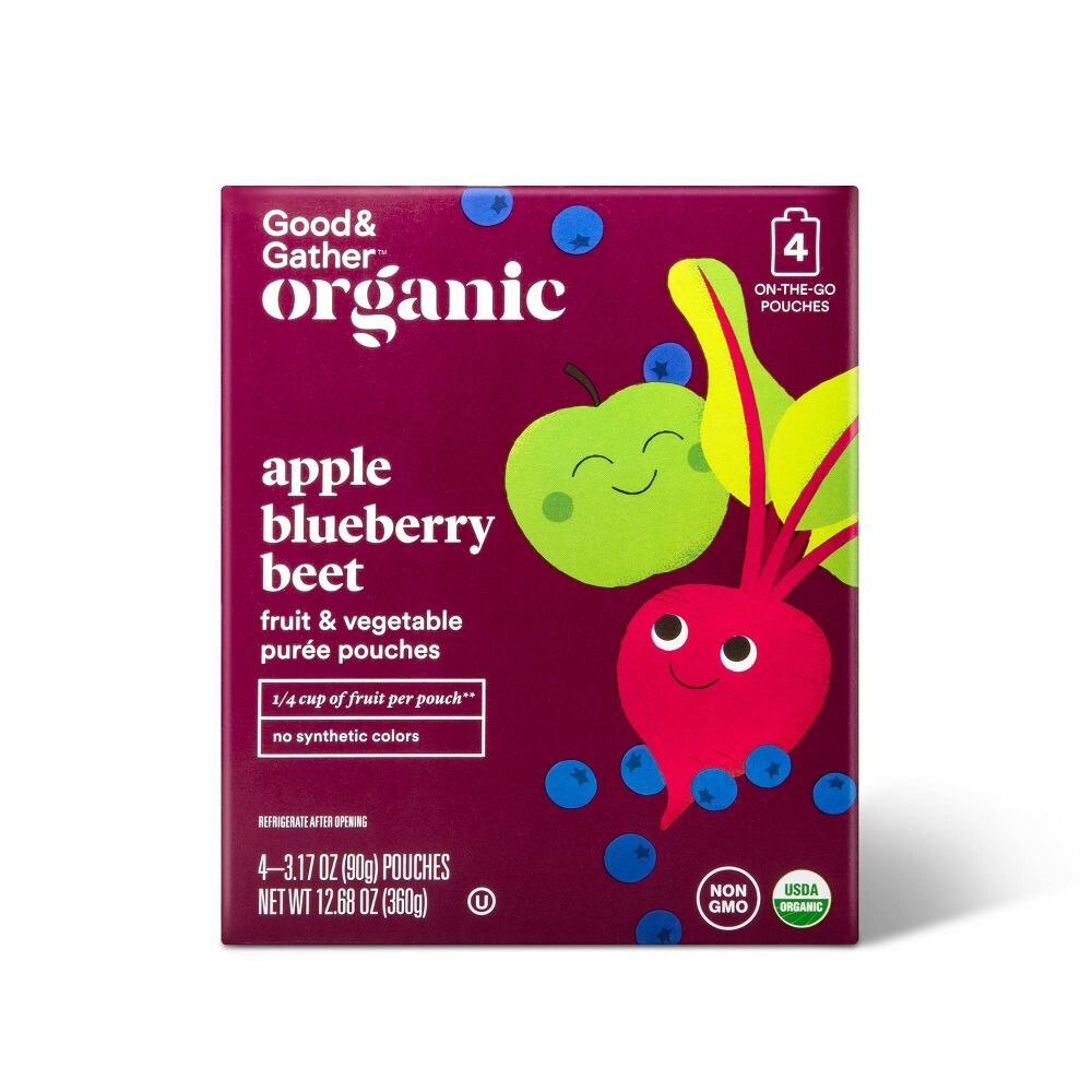 Good & Gather Organic Fruit Puree Pouches Apple Blueberry Beet 4 Pack