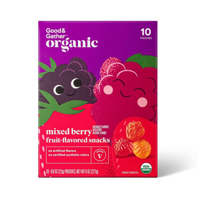 Good & Gather Organic Mixed Berry Fruit Flavored Gummies Vegan 10 Pack