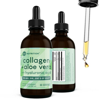 360 Nutrition Liquid Collagen Aloe Vera Supplement Drops Vegan Gluten Free