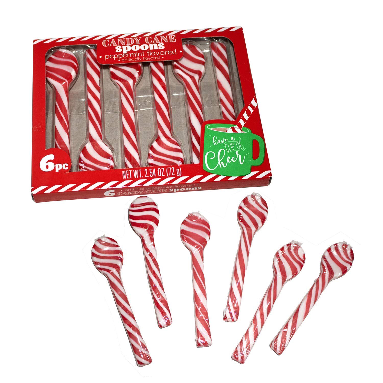 Candy Cane Spoons Peppermint Flavored 6 pack 