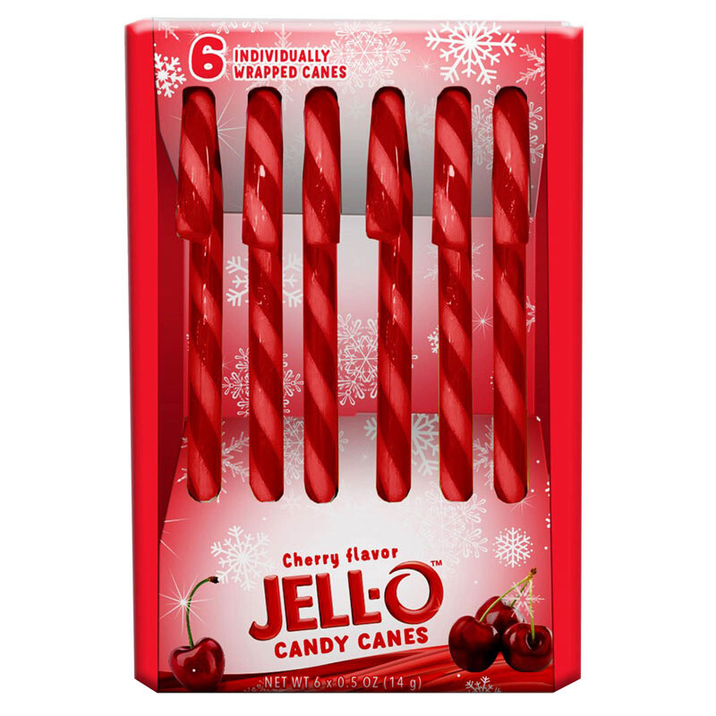 Jello Cherry Candy Canes 6 pieces