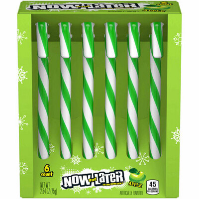 Now and Later Apple Candy Canes 6 count 