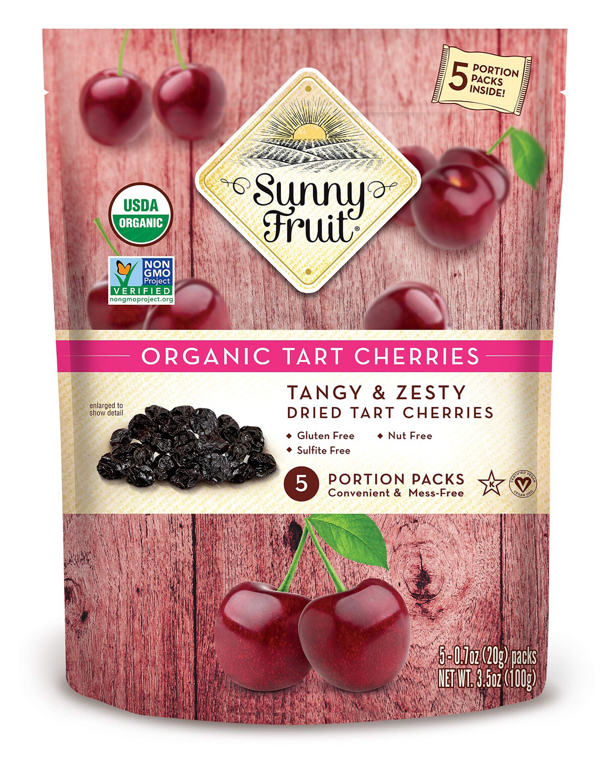 Sunny Fruit Organic Tart Cherries 5 Portion Packs
