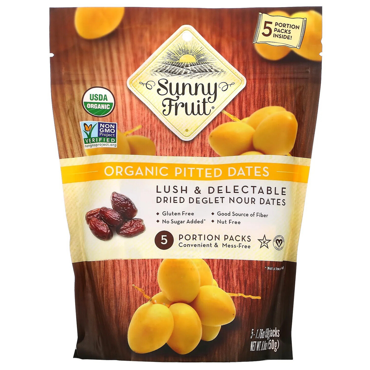 Sunny Fruit Organic Pitted Dates 5 Portion Packs