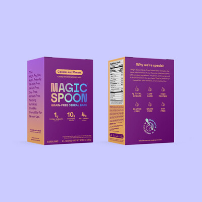Magic Spoon Grain Cereal Bar Cookies n Cream 10g Protein 4 pack 