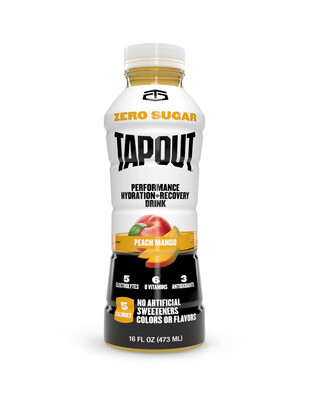 Tapout Zero Sugar Performance Hydration + Recovery Drink Peach Mango