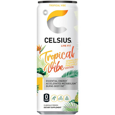 Celsius Live Fit Sparkling Tropical Vibe Starfruit Pineapple 